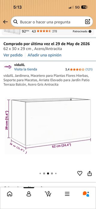 Set 2 Jardineras Acero Gris Antracita