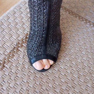 Sandalias tacón rejilla negras talla 39