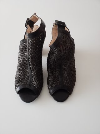 Sandalias tacón rejilla negras talla 39
