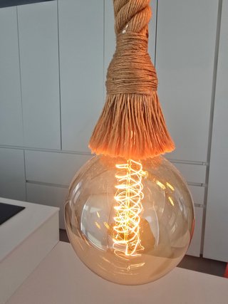 Lámpara Colgante Cuerda y Madera Estilo Edison