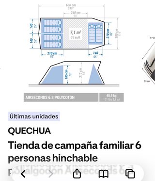 Tienda campaña hinchable Airseconds 6.3/ 6 persona