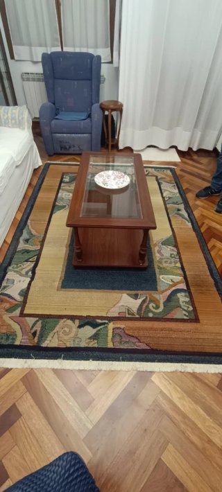 Alfombra grande azul y multicolor