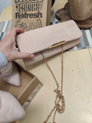 Zapatos y bolso Refresh beige/rosa