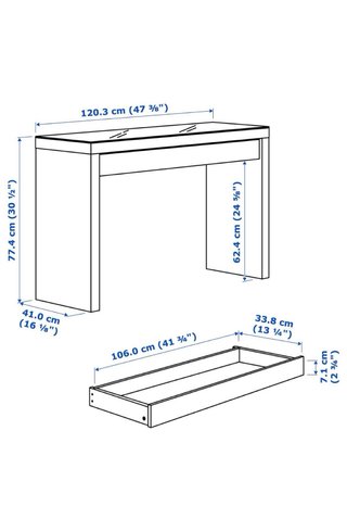 Tocador Malm Ikea Cristal y Madera