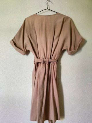 Vestido Zara Beige Botones y Cinturón