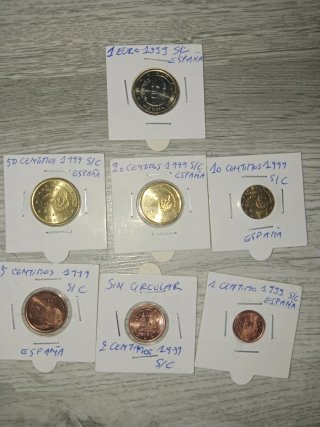 7 Monedas Euro España 1999 sin circular