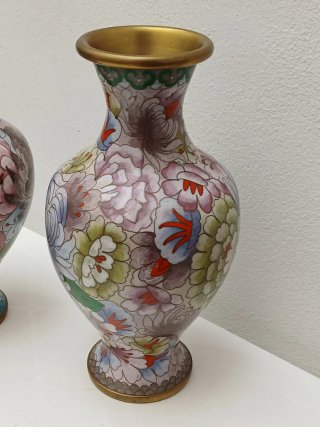 Coppia Vasi Cinesi Vintage Cloisonné