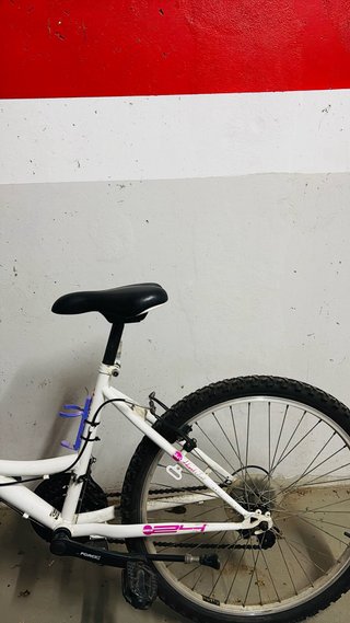 Bicicleta infantil rosa y blanca