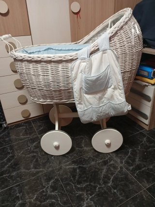 Cuna Moisés Mimbre Blanco