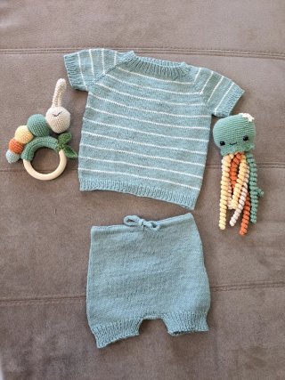 Conjunto bebé punto pulpo sonajero