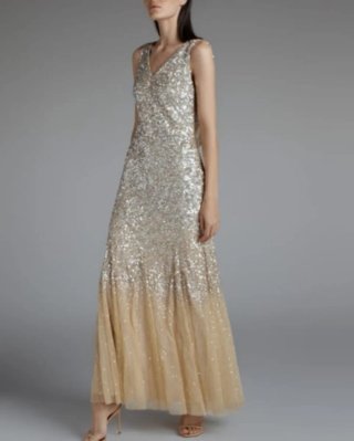 Vestido de fiesta dorado lentejuelas