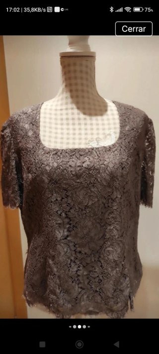 Elegante Top de Encaje Marrón