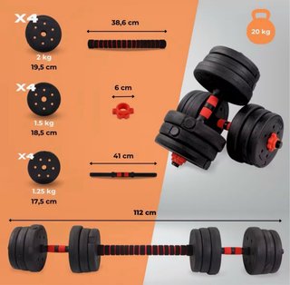 Set Mancuernas 30kg + barras
