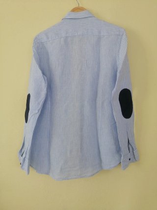 Camisa Lino Rayas Azul T.M Massimo Dutti
