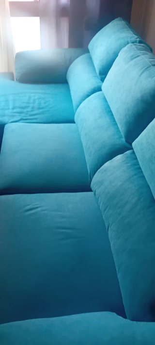 Sofá chaise longue azul turquesa