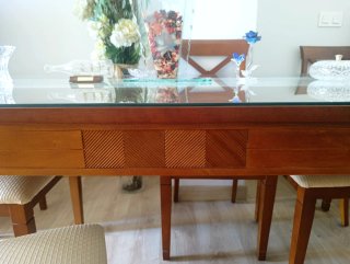 Mesa de comedor extensible de roble