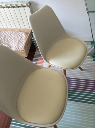 4 Sillas Patas Madera Blancas