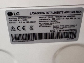LAVADORA LG DE 8.5 KILOS EN BLANCO