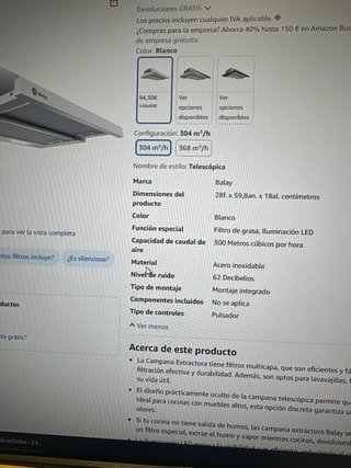 Campana extractora Balay Telescópica 60cm