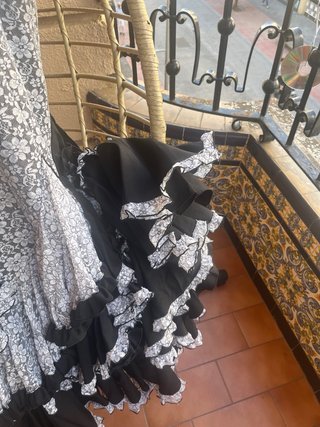 Traje Flamenca Modista Blanco y Negro