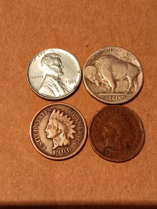 Lote 4 Monedas USA: Penny, Nickel