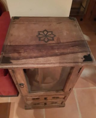 Mueble bar rústico madera maciza y forja