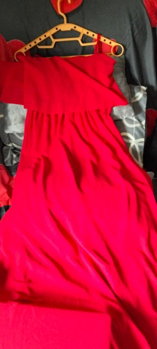 Vestido fiesta gasa vuelo largo tirantes con forro