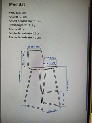 Taburetes Altos Ikea Lillanas (Negro y Blanco)
