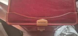 Bandolera hombre Daviletto cuero marrón/rojo