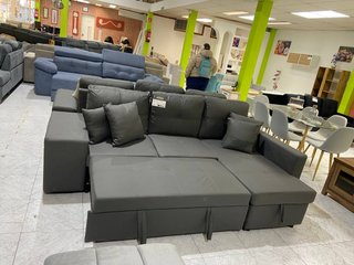 OFERTA Sofá cama chaise longue gris + 2 puffs