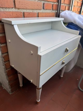 Tocador infantil madera y metal blanco