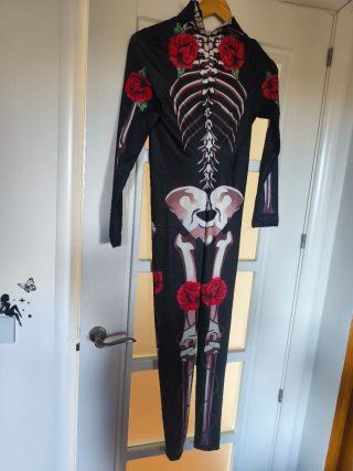 Disfraz esqueleto con rosas Talla S