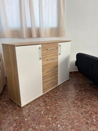 OFERTA!! Sofá Negro y Aparador Madera