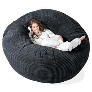 Puff Gigante XXL  Negro/Gris pana fina.