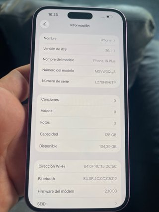 iPhone 16 Plus Rosa 128GB Salud Batería 96%
