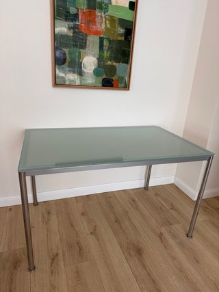 Mesa de cocina cristal y metal
