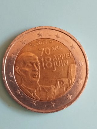 Moneda 2€ Francia 2010. 70 Años Appel Juin