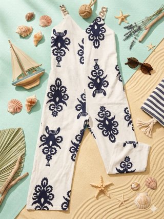 Mono azul y blanco estampado