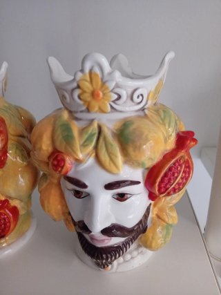 Coppia Teste di Moro Ceramica