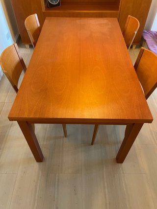 Mesa extensible madera con 6 sillas