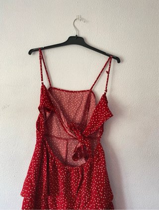Mono rojo lunares blancos talla M