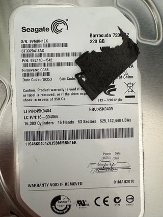 Disco Duro Seagate 320GB HDD SATA 3.5