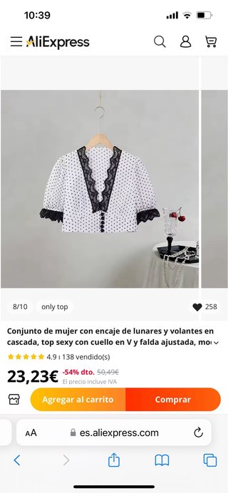 Conjunto Top y Falda Lunares