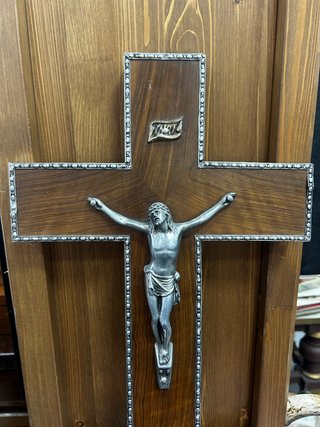 Crucifijo de Pared Antiguo de Madera y Metal