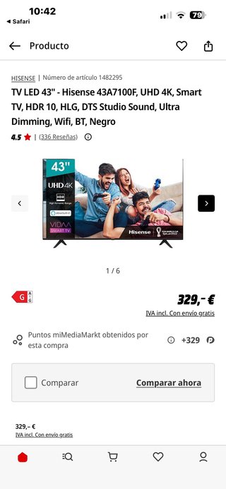 TV LED 43" - Hisense 43A7100F, UHD 4K, Smart TV, H