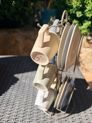 Juego Tazas Café Diseño Beige y Gris