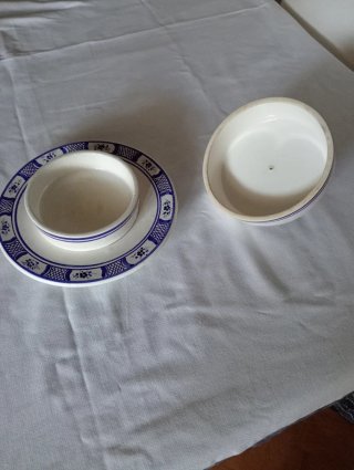 Plato para mantequilla porcelana azul y blanco