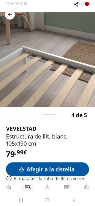 Estructura cama 105x190 metal blanca