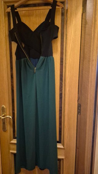Vestido de fiesta negro y verde