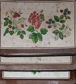 Juego 3 bandejas vintage apilables